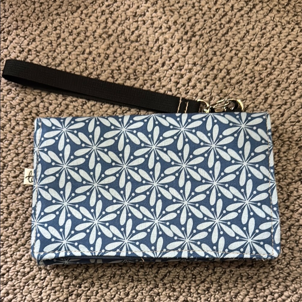 Blue Patterned Wristlet